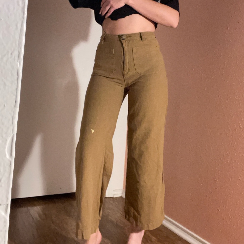 ROLLA'S Tan Flare Wide Leg Jeans